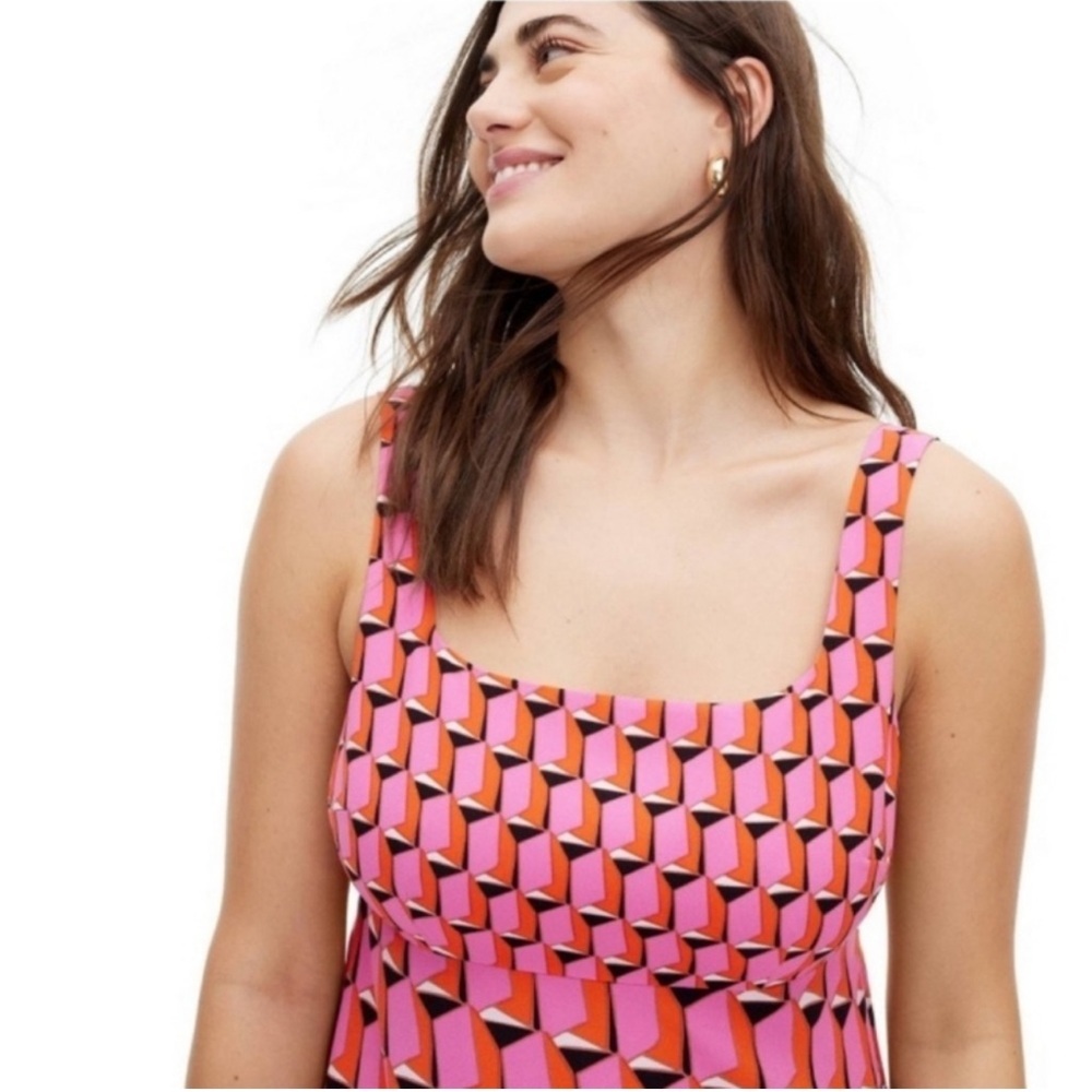 Diane Von Furstenberg x Target Mini Shift Dress in Pink Modern Geo Size 16 NWT - Picture 3 of 6